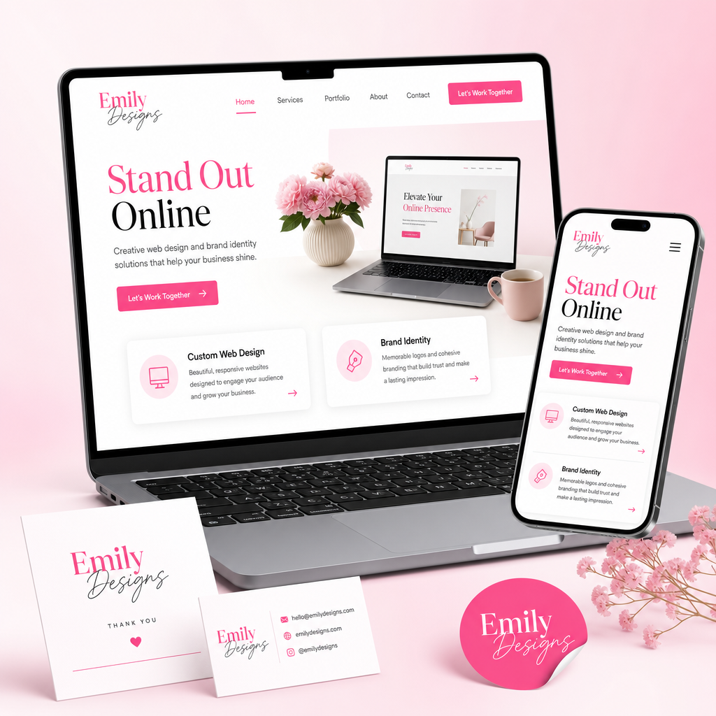 Custom website and branding mockup